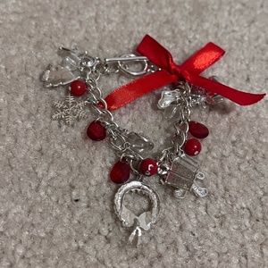 5/$10 Christmas Charm Silver & Red Bracelet